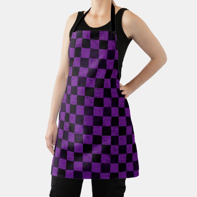 Rustic Checks, Purple and Black Apron (Insitu)