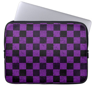 Rustic Checks, Purple and Black Laptop Sleeve