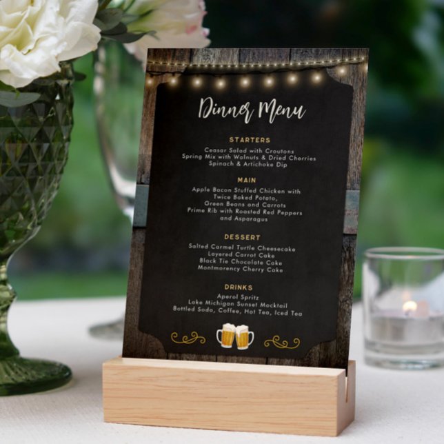 Rustic Cheers and Beers Themed 5x7 Dinner Menu (Rustic Cheers and Beers Themed 5x7 Dinner Menu)