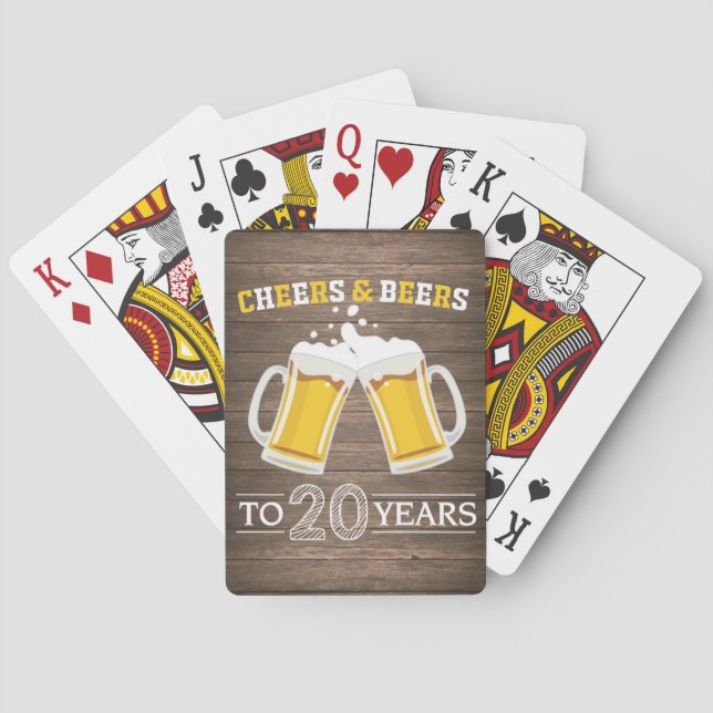 Rustic Cheers and Beers to 20 Years Playing Cards (Back)