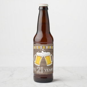 Rustic Cheers and Beers to 21 Years Beer Bottle Label