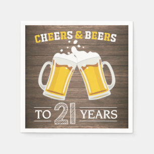 Rustic Cheers and Beers to 21 Years Napkins