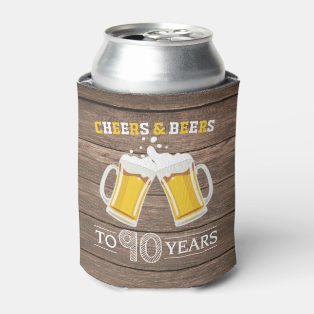 Rustic Cheers and Beers to 90 Years Can Cooler (Can Front)