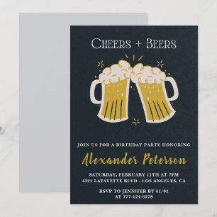 Rustic Cheers Beers Chalkboard Men 49th birthday Invitation