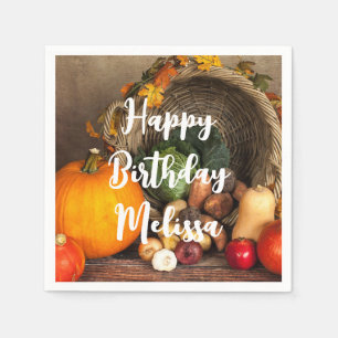 Rustic Chef's Table Bountiful Harvest Birthday Napkin
