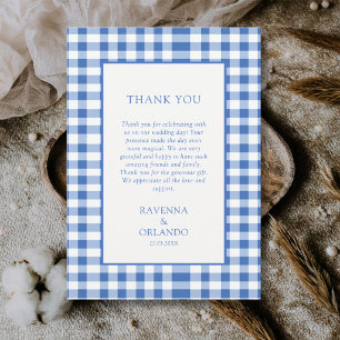 Rustic Chequered Baby Blue Plaid Thank You Card