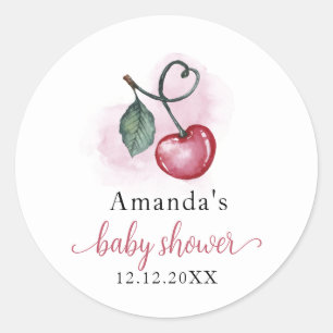 Rustic Cherry Berry Sweetheat Baby Shower Classic Round Sticker
