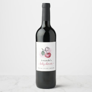 Rustic Cherry Berry Sweetheat Baby Shower Wine Label