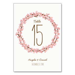 Rustic Cherry Blossom Flower Wreath Table Number
