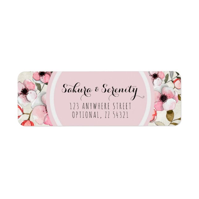 Rustic Cherry Blossom Sakura Adresse de retour (Devant)