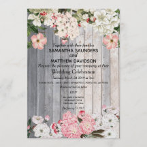 Rustic cherry Blossom Wedding Invitation