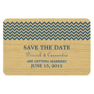Rustic Chevron Save the Date Magnet, Blue Magnet