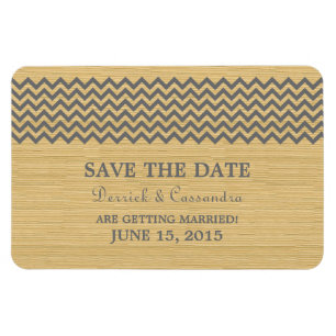 Rustic Chevron Save the Date Magnet, Grey Magnet