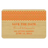 Rustic Chevron Save the Date Magnet, Orange