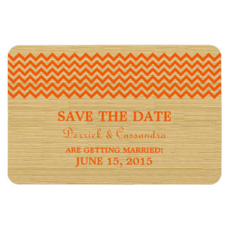 Rustic Chevron Save the Date Magnet, Orange Magnet