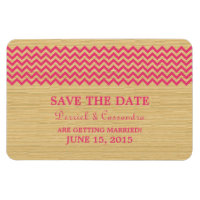 Rustic Chevron Save the Date Magnet, Pink