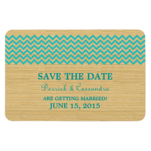 Rustic Chevron Save the Date Magnet, Teal Magnet