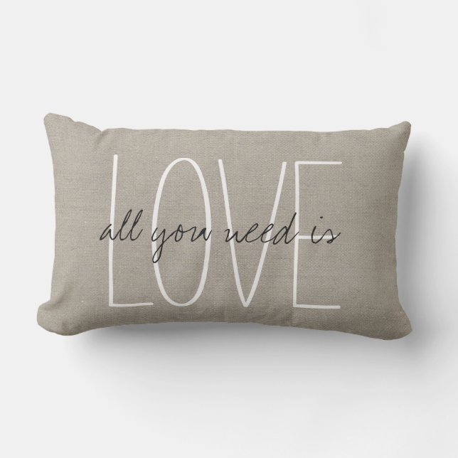 Rustic Chic All You Need is Love Lumbar Pillow (Front)