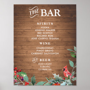 Rustic chic Bar Menu Sign   Holiday party bar