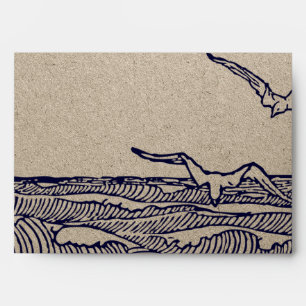 Rustic Chic Beach Destination Wedding  Faux Kraft Envelope