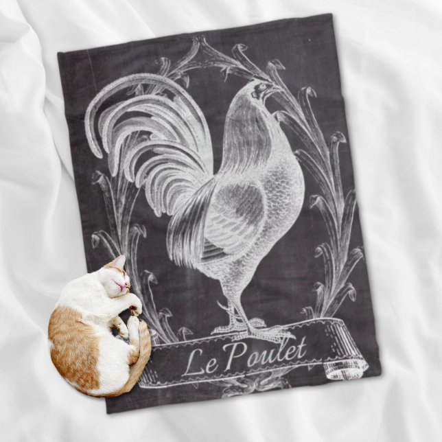 rustic chic blackboard french country rooster fleece blanket (rustic chic blackboard french country rooster fleece blanket)