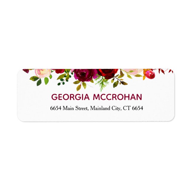 Rustic Chic Burgundy Marsala  Return Address Label (Front)