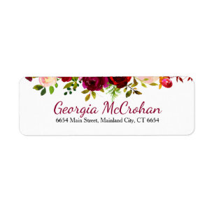 Rustic Chic Burgundy Marsala Return Address Label