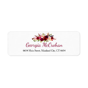 Rustic Chic Burgundy Marsala Return Address Label