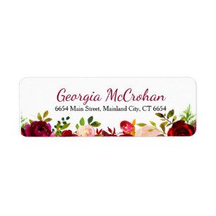 Rustic Chic Burgundy Marsala  Return Address Label