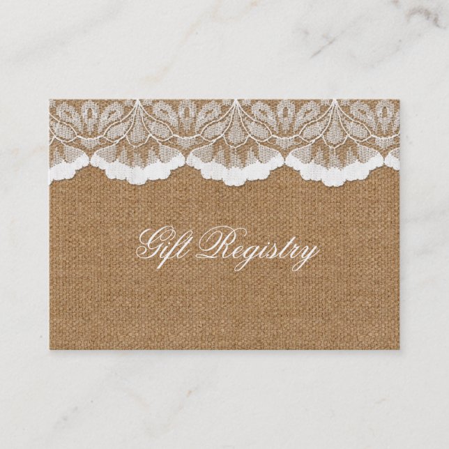 Rustic Chic burlap and lace country wedding Business Card (Front)