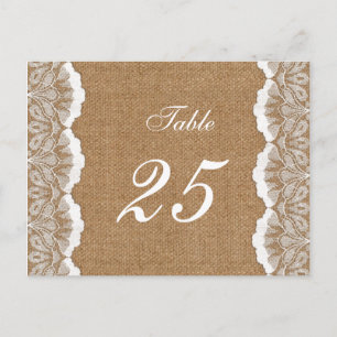Rustic Chic burlap and lace country wedding Postcard