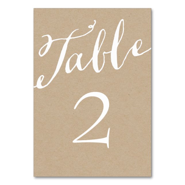 Rustic Chic Calligraphy Table Numbers (Front)