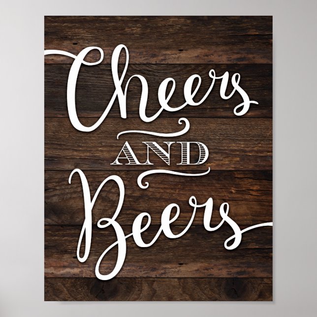 Rustic Chic CHEERS AND BEERS Sign Print (Front)
