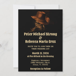 Rustic Chic Cowboy Boots Country Western Wedding Invitation