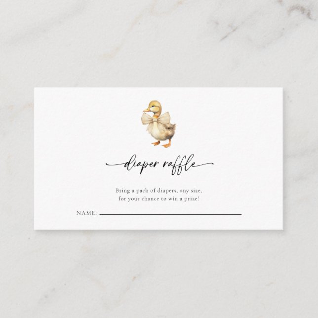 Rustic Chic Duck Baby Shower Diaper Raffle Enclosure Card (Front)