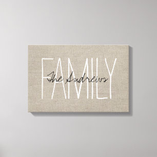 Rustic Chic Family Monogram Canvas Print