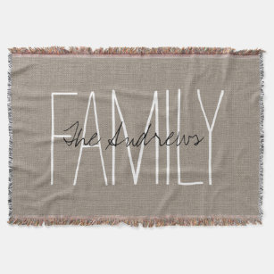 Rustic Chic Family Monogram Throw Blanket