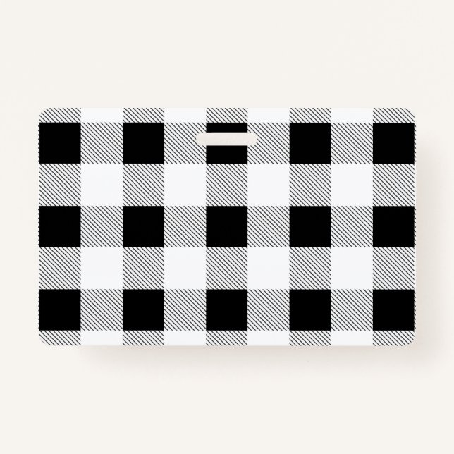 rustic chic farmhouse black  white buffalo plaid badge (Front)