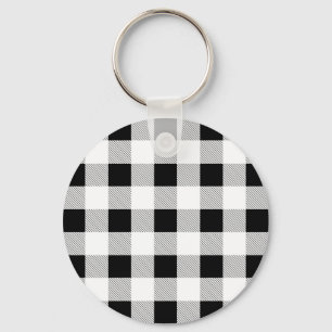 rustic chic farmhouse black  white buffalo plaid keychain