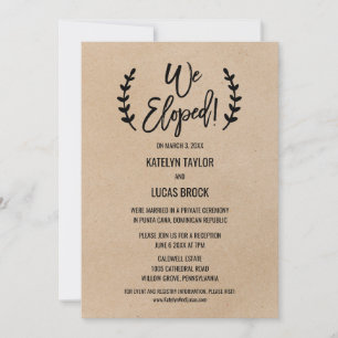 Rustic Chic Faux Kraft Elopement Reception Invitation