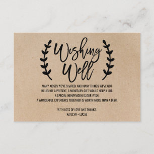 Rustic Chic Faux Kraft Wedding Wishing Well Enclosure Card