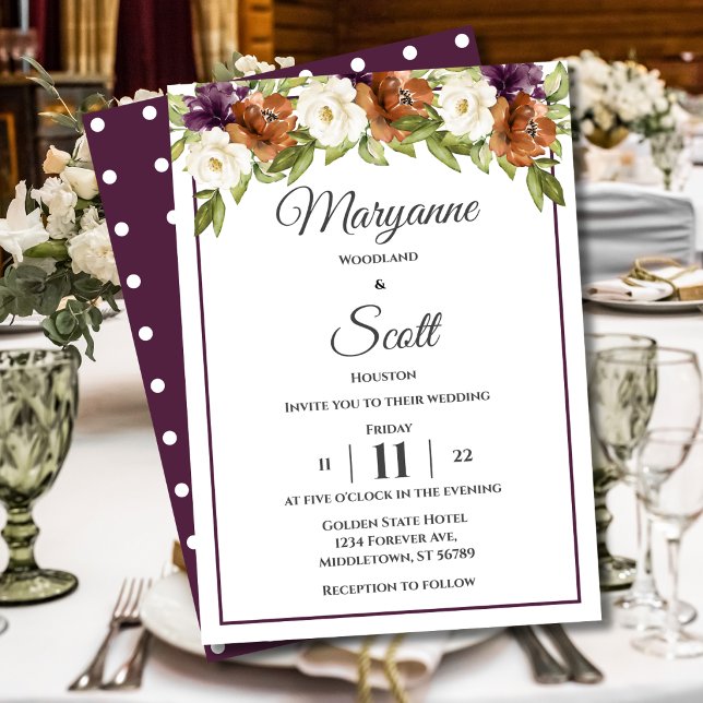 Rustic Chic Floral Fall Wedding Invitation (Creator Uploaded)