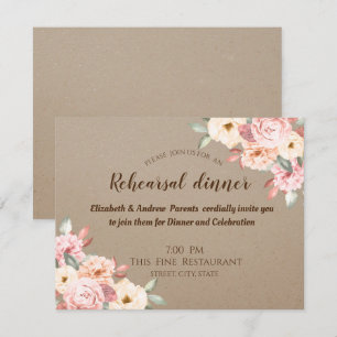 Rustic Chic Floral Rehearsal Dinner Invitation