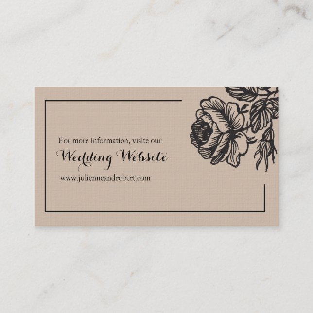Rustic Chic Floral Simple Wedding Rsvp Website Enclosure Card (Front)
