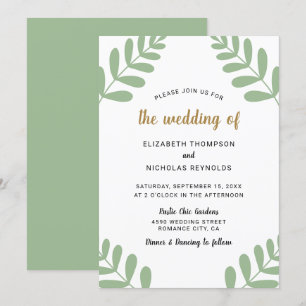 Rustic Chic Floral Wedding Sage Green Country Invitation
