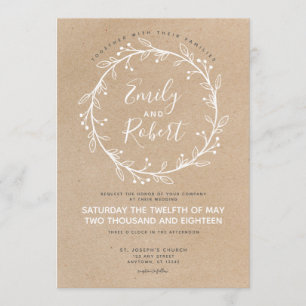 Rustic Chic Floral Wreath Wedding Invitation