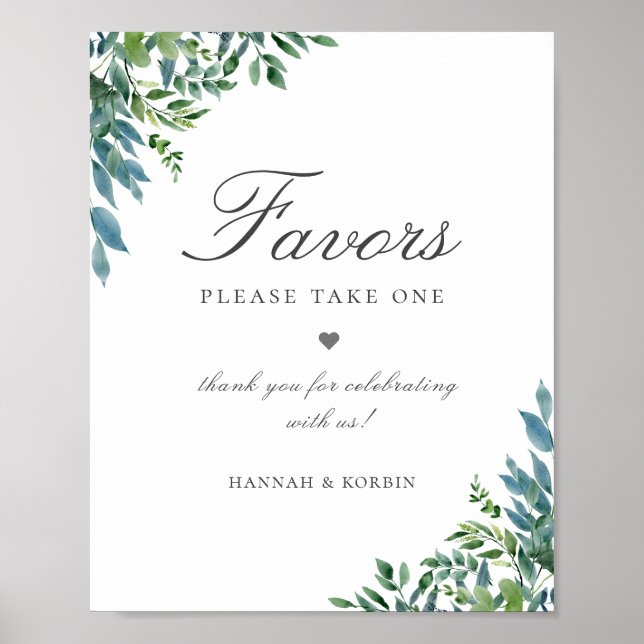 Rustic Chic Forest Foliage Wedding Favour Sign (Front)