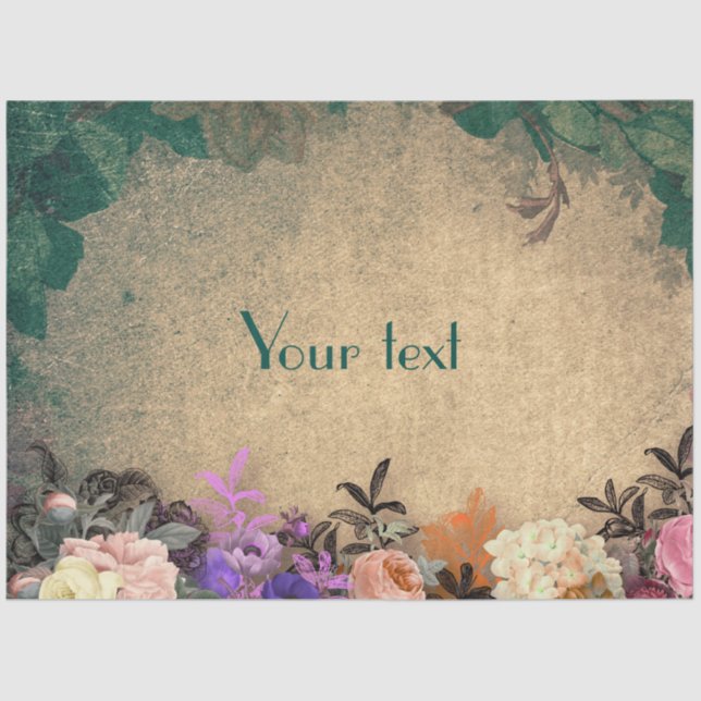 Rustic chic, french country, floral pattern,trendy tissue paper (Front)