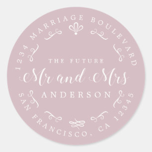 Rustic Chic Future Mr Mrs Wedding Return Address Classic Round Sticker