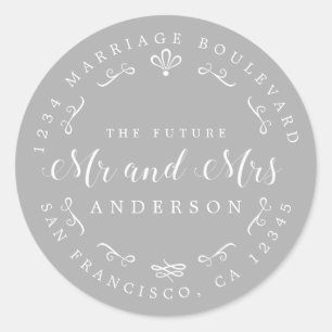 Rustic Chic Future Mr Mrs Wedding Return Address Classic Round Sticker